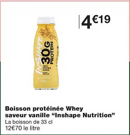 Boisson protéinée Whey saveur vanille “Inshape Nutrition”