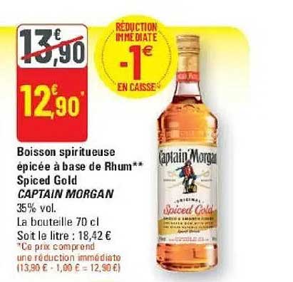 Boisson spiritueuse épicée à base de Rhum** Spiced Gold CAPTAIN MORGAN