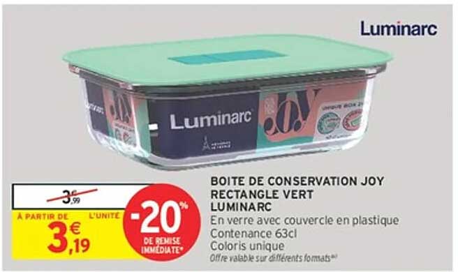 BOITE DE CONSERVATION JOY RECTANGLE VERT LUMINARC