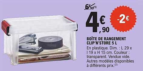 BOÎTE DE RANGEMENT CLIP'N STORE 5 L