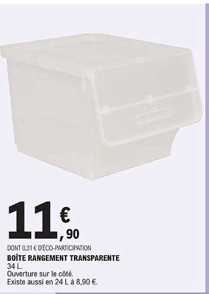 BOÎTE RANGEMENT TRANSPARENTE 34 L.