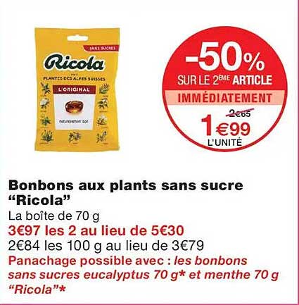 Bonbons aux plants sans sucre “Ricola”