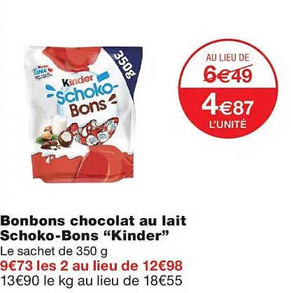 Bonbons chocolat au lait Schoko-Bons “Kinder”