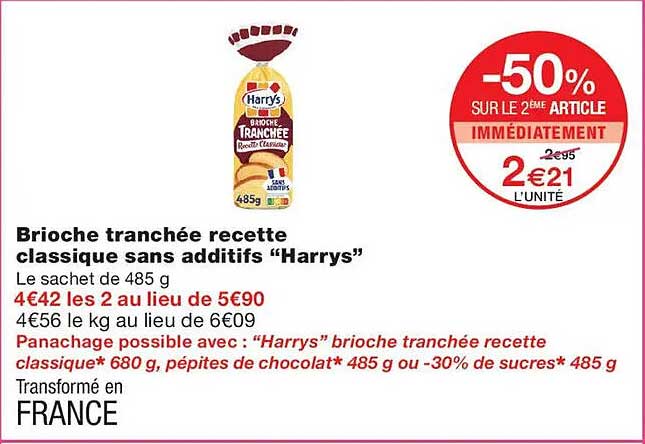 Brioche tranchée recette classique sans additifs “Harrys”