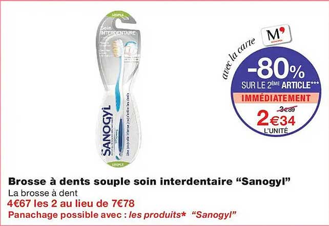 Brosse à dents souple soin interdentaire “Sanogyl”