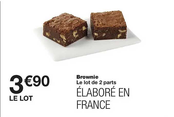 Brownie Le lot de 2 parts ÉLABORÉ EN FRANCE