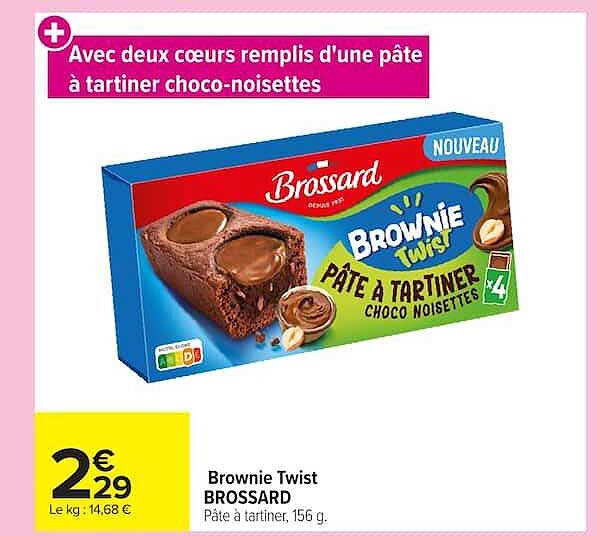 Brownie Twist BROSSARD Pâte à tartiner, 156 g.