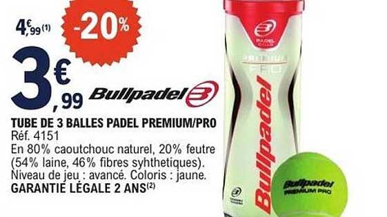 Bullpadel Tube de 3 Balles Padel Premium/Pro