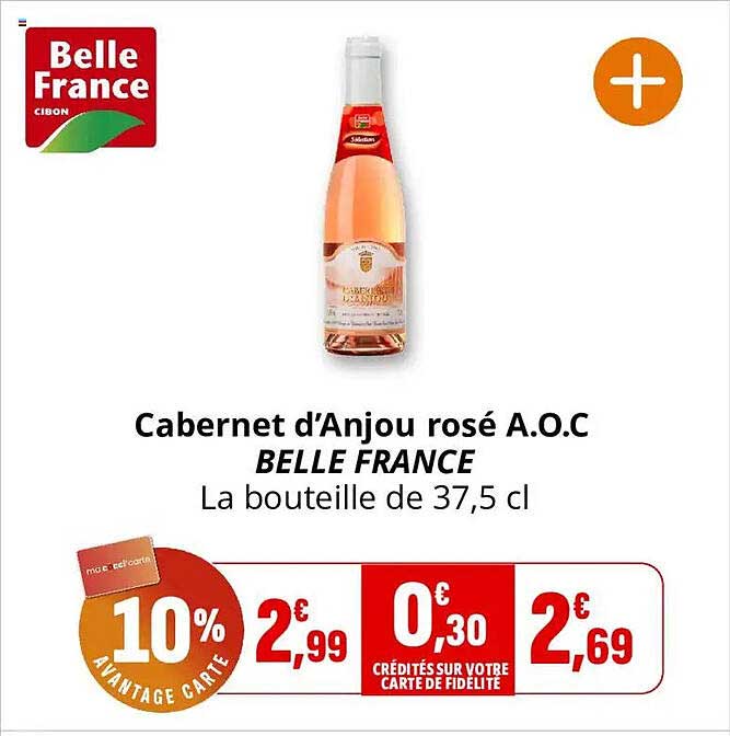 Cabernet d’Anjou rosé A.O.C BELLE FRANCE La bouteille de 37,5 cl