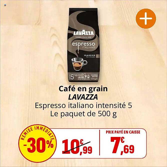 Café en grain LAVAZZA Espresso italiano intensité 5 Le paquet de 500 g