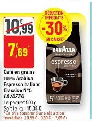 Café en grains 100% Arabica Espresso Italiano Classico N°5 LAVAZZA