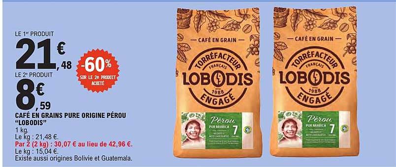CAFÉ EN GRAINS PURE ORIGINE PÉROU “LOBODIS”