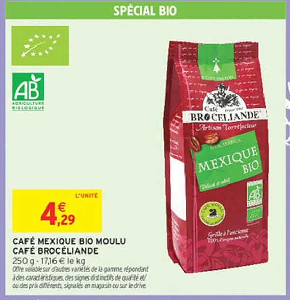CAFÉ MEXIQUE BIO MOULU CAFÉ BROCÉLANDE