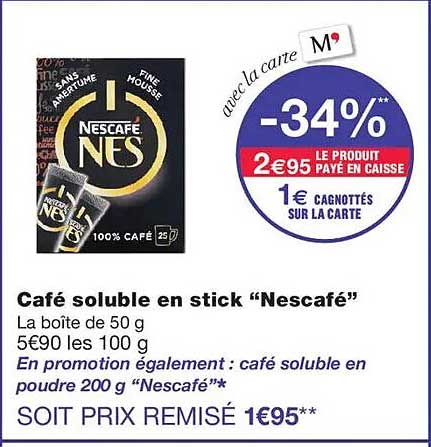Café soluble en stick “Nescafé”