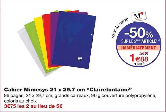 Cahier Mimesys 21 x 29,7 cm “Clairefontaine”