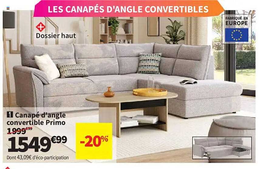 Canapé d'angle convertible Primo