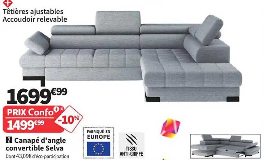 Canapé d'angle convertible Selva