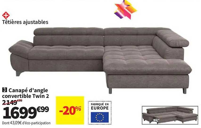 Canapé d'angle convertible Twin 2