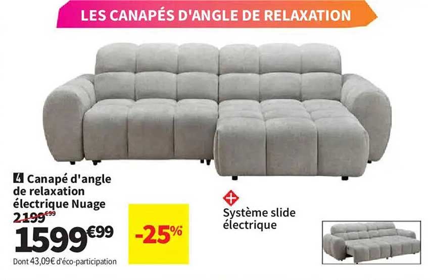 Canapé d'angle de relaxation électrique Nuage