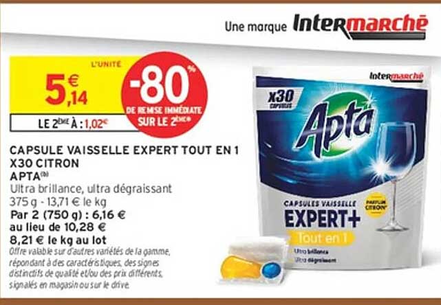 CAPSULE VAISSELLE EXPERT TOUT EN 1 X30 CITRON APTA
