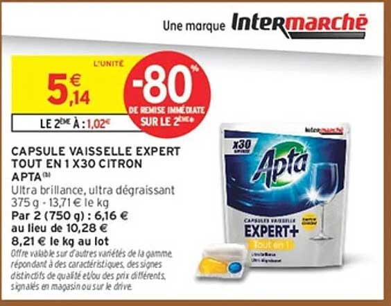 CAPSULE VAISSELLE EXPERT TOUT EN 1 X30 CITRON APTA