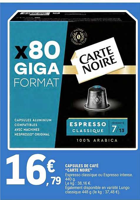 CAPSULES DE CAFÉ “CARTE NOIRE”