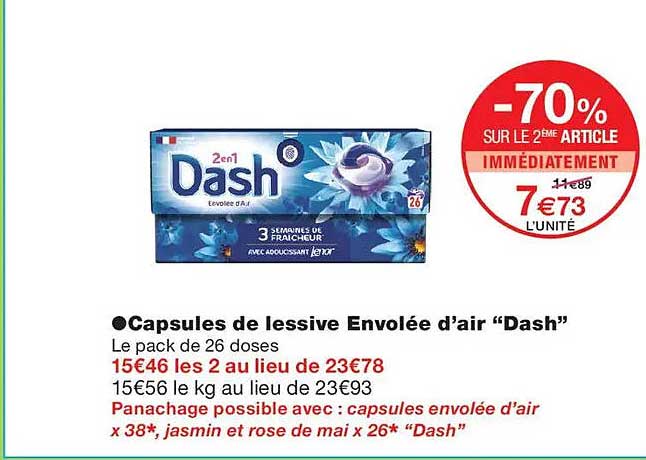 Capsules de lessive Envolée d'air “Dash”
