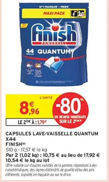 CAPSULES LAVE-VAISSELLE QUANTUM X44 FINISH