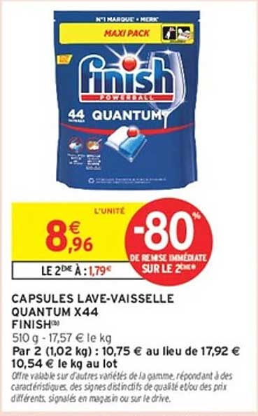 CAPSULES LAVE-VAISSELLE QUANTUM X44 FINISH