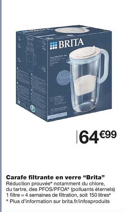 Carafe filtrante en verre “Brita”