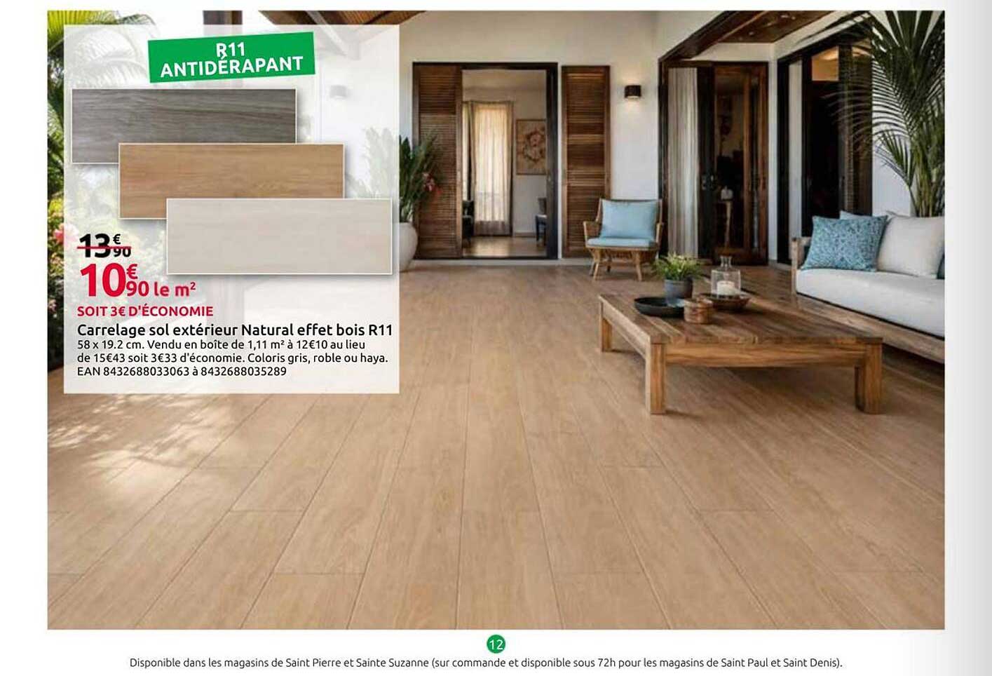 Carrelage sol extérieur Natural effet bois R11