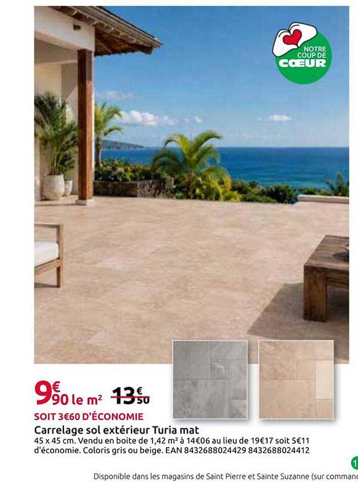 Carrelage sol extérieur Turia mat