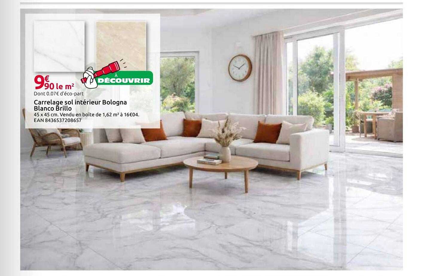 Carrelage sol intérieur Bologna Blanco Brillo