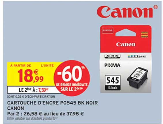 CARTOUCHE D'ENCRE PG545 BK NOIR CANON