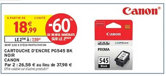 CARTOUCHE D'ENCRE PG545 BK NOIR CANON