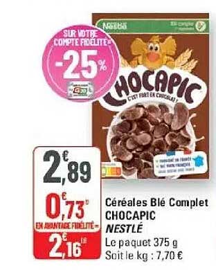 Céréales Blé Complet CHOCAPIC NESTLÉ