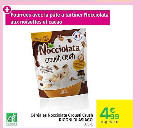 Céréales Nocciolata Crousti Crush RIGONI DI ASIAGO 330 g.