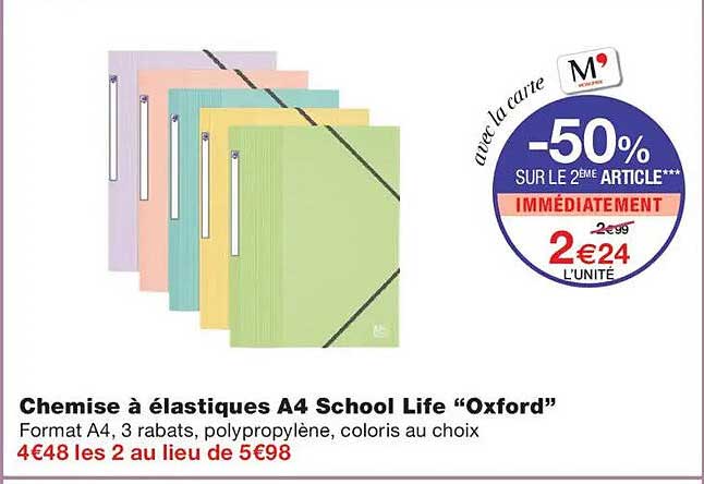 Chemise à élastiques A4 School Life “Oxford”