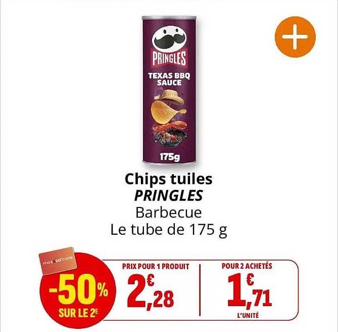 Chips tuiles PRINGLES Barbecue Le tube de 175 g