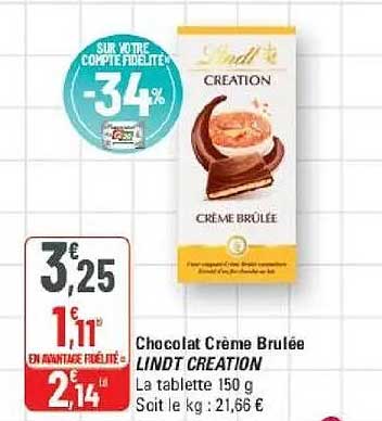 Chocolat Crème Brûlée LINDT CREATION