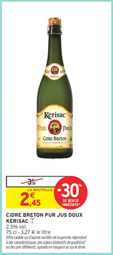CIDRE BRETON PUR JUS DOUX KERISAC