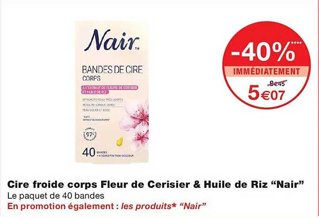 Cire froide corps Fleur de Cerisier & Huile de Riz “Nair”