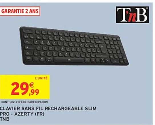 CLAVIER SANS FIL RECHARGEABLE SLIM PRO - AZERTY (FR) TNB