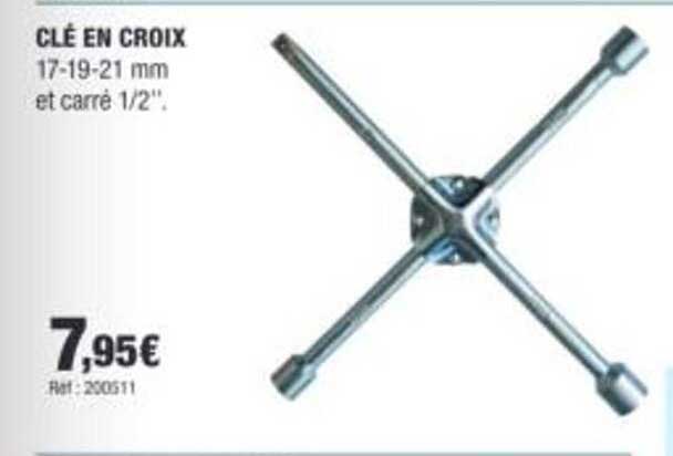 CLÉ EN CROIX 17-19-21 mm et carré 1/2"