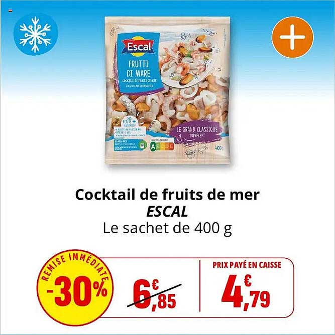 Cocktail de fruits de mer ESCAL Le sachet de 400 g