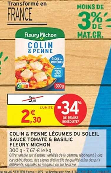 COLIN & PENNE LÉGUMES DU SOLEIL SAUCE TOMATE & BASILIC FLEURY MICHON