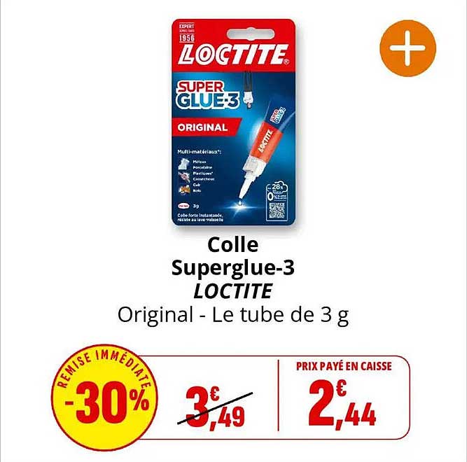 Colle Superglue-3 LOCTITE Original - Le tube de 3 g