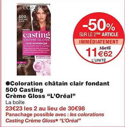 Coloration châtain clair fondant 500 Casting Crème Gloss “L’Oréal”