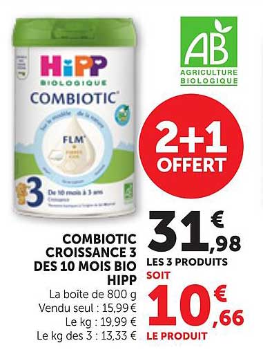 COMBIOTIC CROISSANCE 3 DES 10 MOIS BIO HIPP