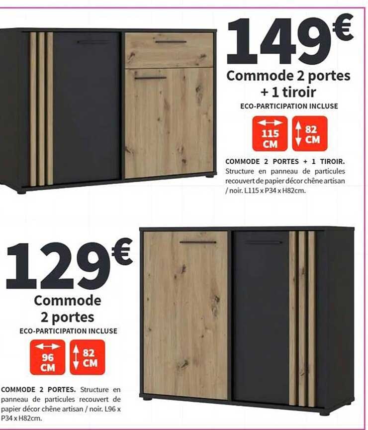 Commode 2 portes + 1 tiroir